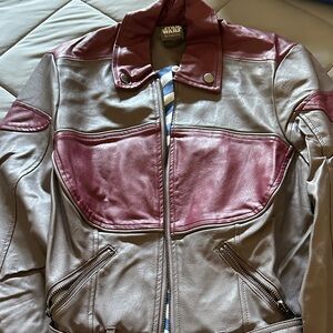 Her Universe Women's Ahsoka Burgundy and Gray Faux Leather Jacket